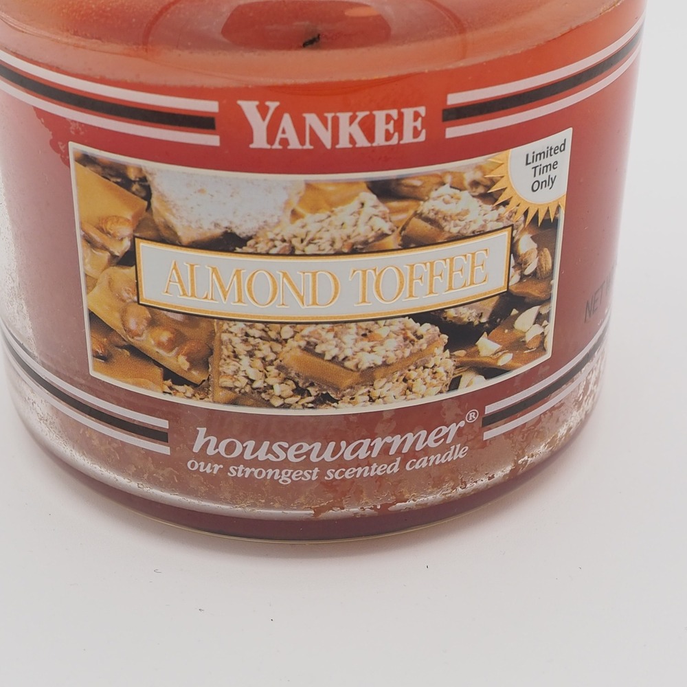 VTG Yankee Candle Almond Toffee 14.5oz Jar Rare Black Bland Housewarmer Burned - Picture 1 of 10